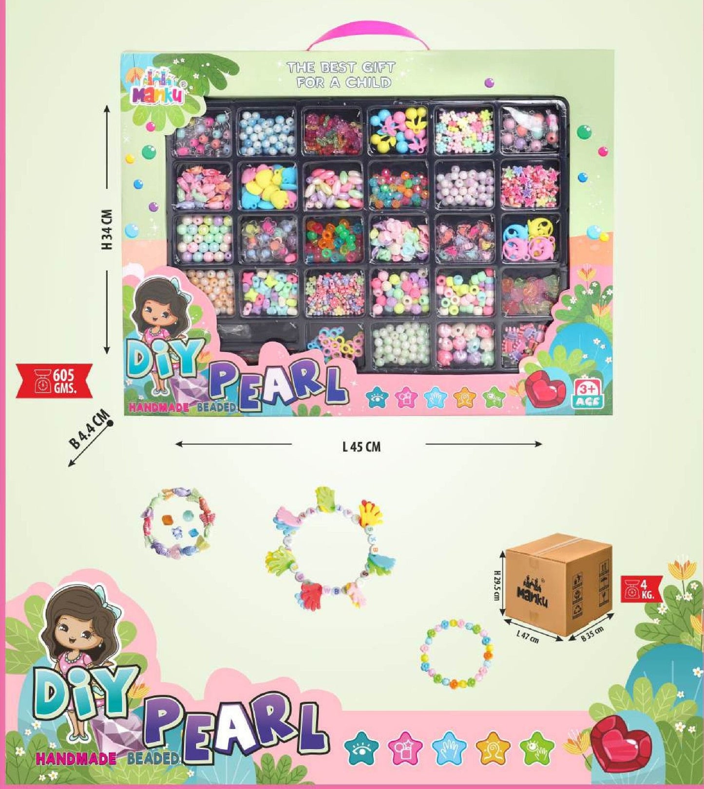 DIY Pearl Handmade Beaded jewellery making kit for children