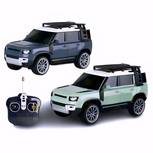 Remote Control Defender Car - 4Wd High-Speed Off-Road Rc Car With Led Lights, Rechargeable Battery, And All-Terrain Tires, Multicolor