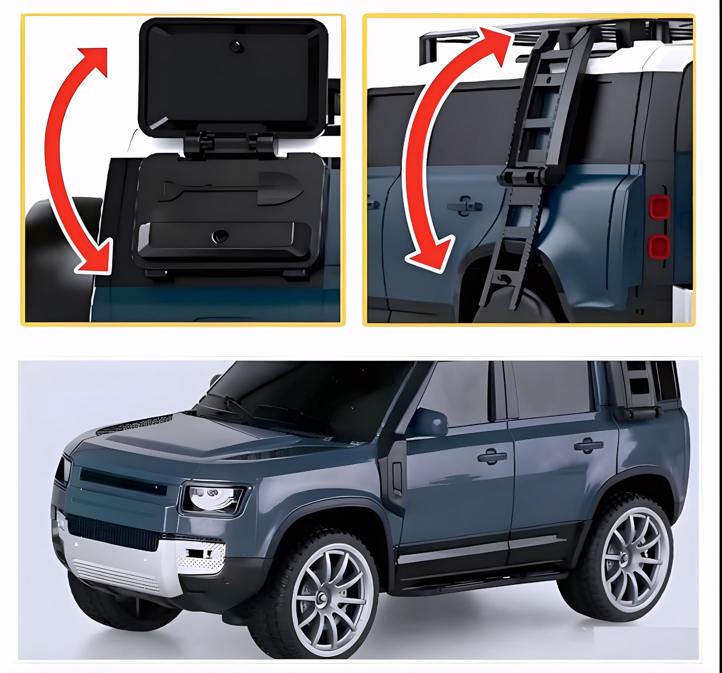 Remote Control Defender Car - 4Wd High-Speed Off-Road Rc Car With Led Lights, Rechargeable Battery, And All-Terrain Tires, Multicolor