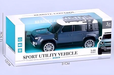 Remote Control Defender Car - 4Wd High-Speed Off-Road Rc Car With Led Lights, Rechargeable Battery, And All-Terrain Tires, Multicolor