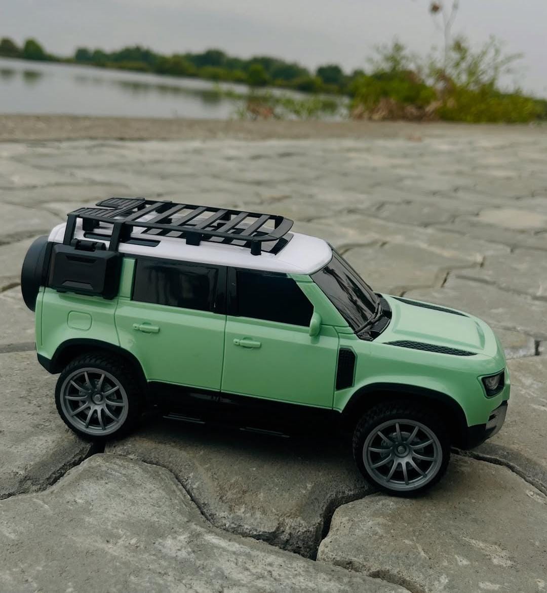 Remote Control Defender Car - 4Wd High-Speed Off-Road Rc Car With Led Lights, Rechargeable Battery, And All-Terrain Tires, Multicolor