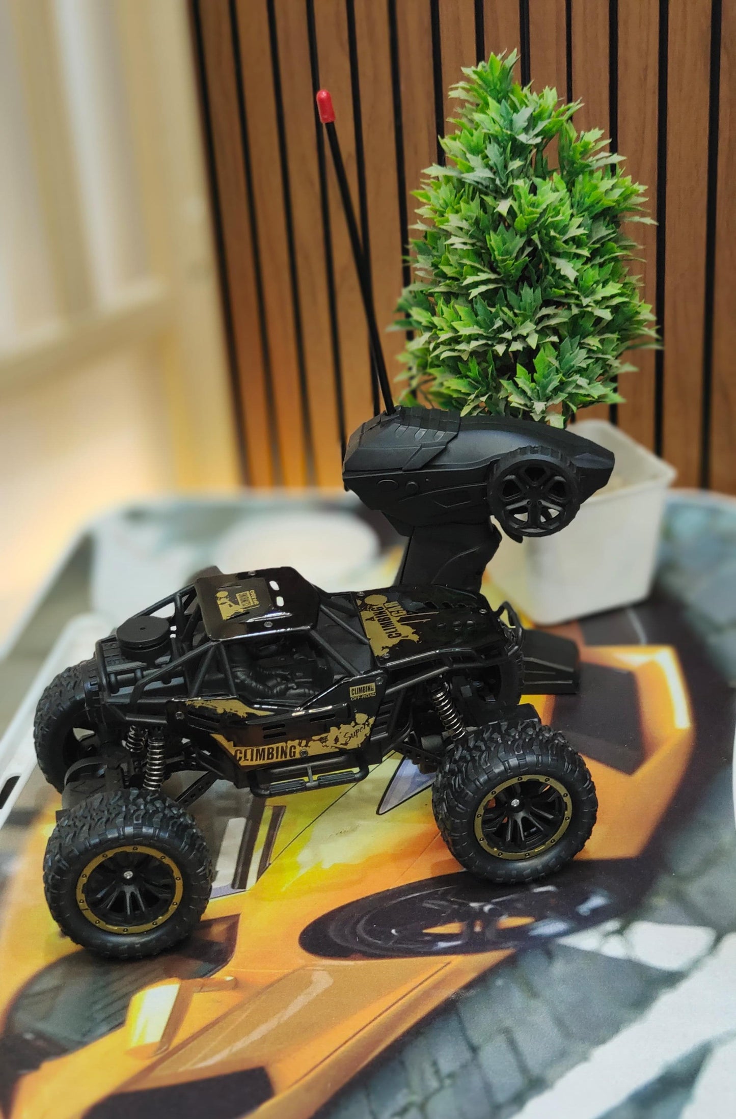 Remote Control Car For Kids With Mist Smoke Effect 2 Wd Monster Truck Rock Crawler Climbing Rc Toy Vehicle Car For Boys And Girls-Black