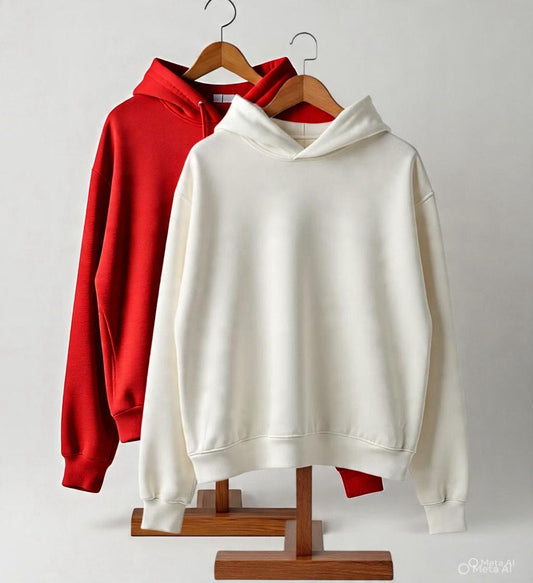 Combo of two Stylish solid Hoodies unisex best for winters (red white)