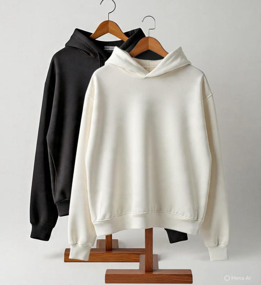 Combo of two Stylish solid Hoodies unisex best for winters(black, and white)