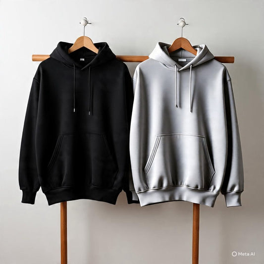 Combo of two Stylish solid Hoodies unisex best for winters (black, Grey)