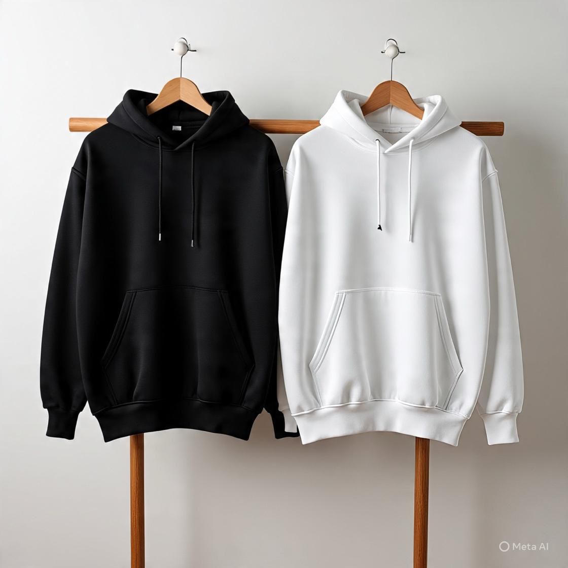 Combo of two Stylish solid Hoodies unisex best for winters (Black, White)